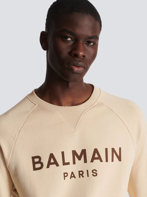 Logo Print Sweatshirt in Beige - Image 4