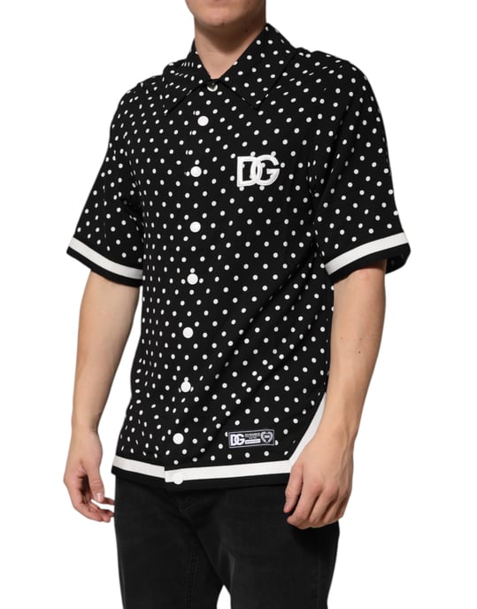 Dolce & Gabbana Zwarte Polka Dots Korte Mouwen Col Polo T-shirt - Image 3