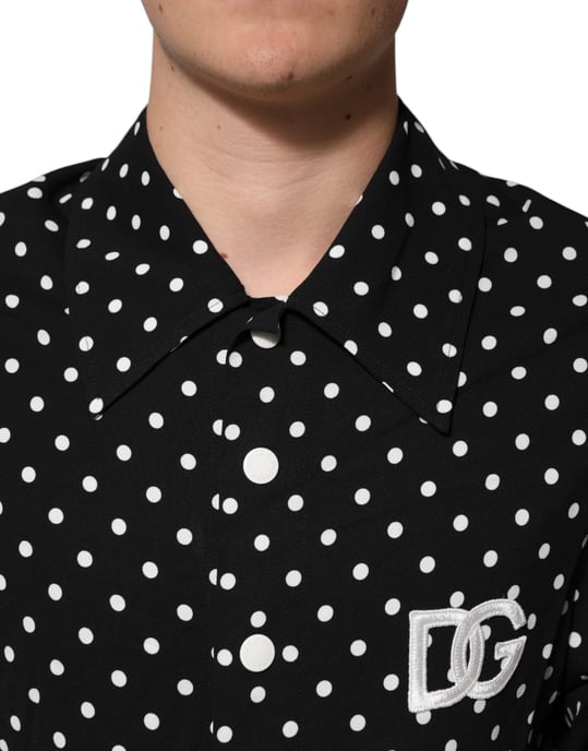 Dolce & Gabbana Zwarte Polka Dots Korte Mouwen Col Polo T-shirt - Image 5