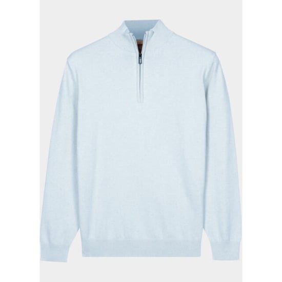 Bos Bright Blue Half zip cotton regular fit licht 618400cct-13/615 - Image 3