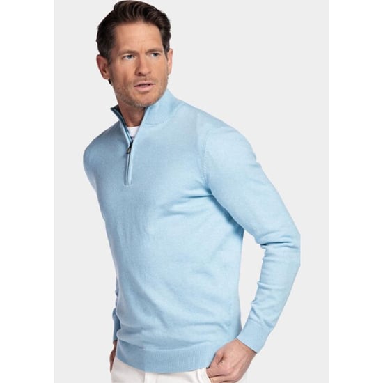 Bos Bright Blue Half zip cotton regular fit licht 618400cct-13/615 - Image 4