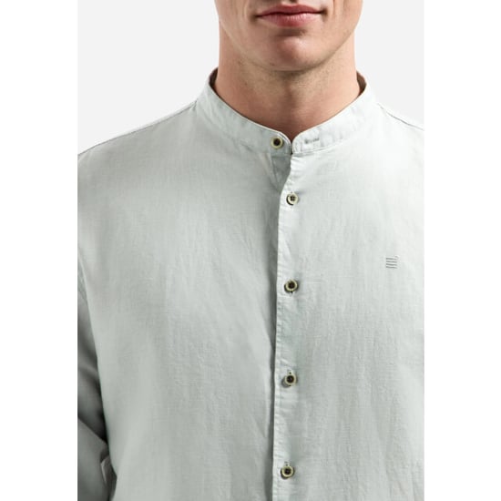 No Excess Shirt with linen granddad dusty green - Image 6