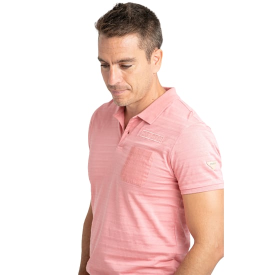 Heren Korte Mouwen Katoenen Polo Shirt met Pocket, Gestreepte Textuur PRI2641 - Image 2
