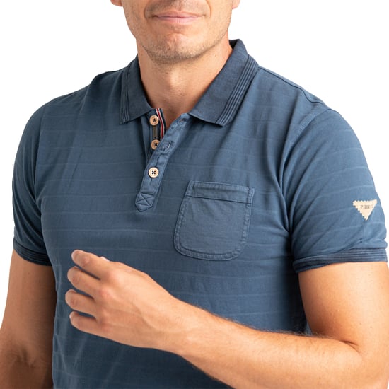 Men's Short Sleeve Polo Shirt in Striped Cotton with Pocket PRI2635 - Image 2