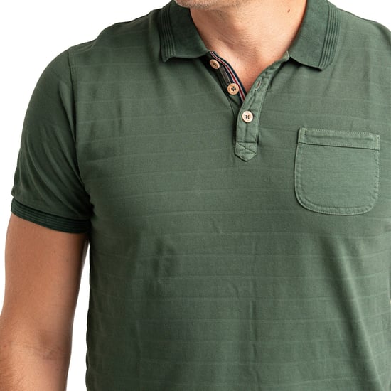 Heren Korte Mouwen Polo in Gestreepte Katoen met Pocket PRI2635 - Image 2
