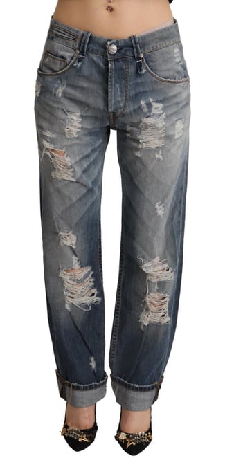 Versleten Boyfriend Jeans Gescheurde Denim Broek - Image 1