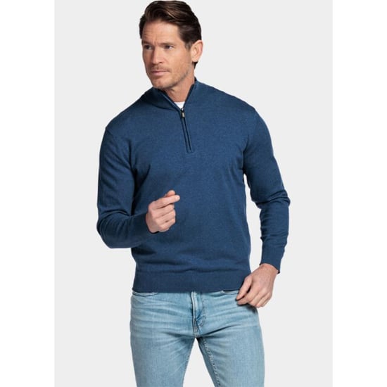 Bos Bright Blue Half zip cotton regular fit jeans blue 618400cct-13/675 - Image 1