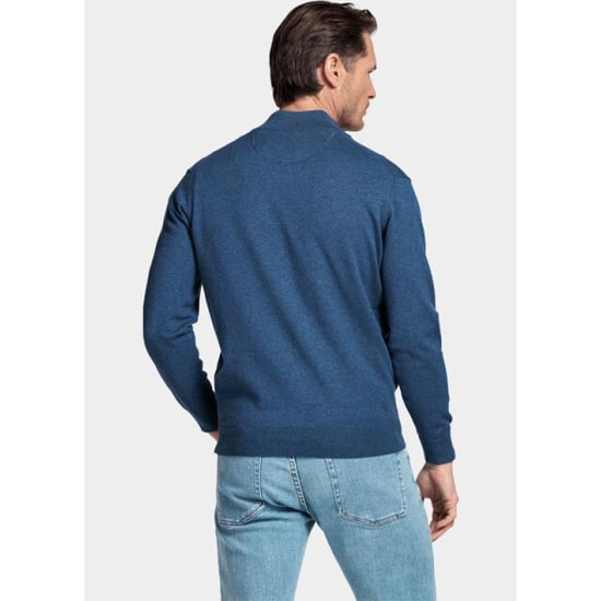 Bos Bright Blue Half zip cotton regular fit jeans blue 618400cct-13/675 - Image 2