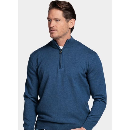 Bos Bright Blue Half zip cotton regular fit jeans blue 618400cct-13/675 - Image 3