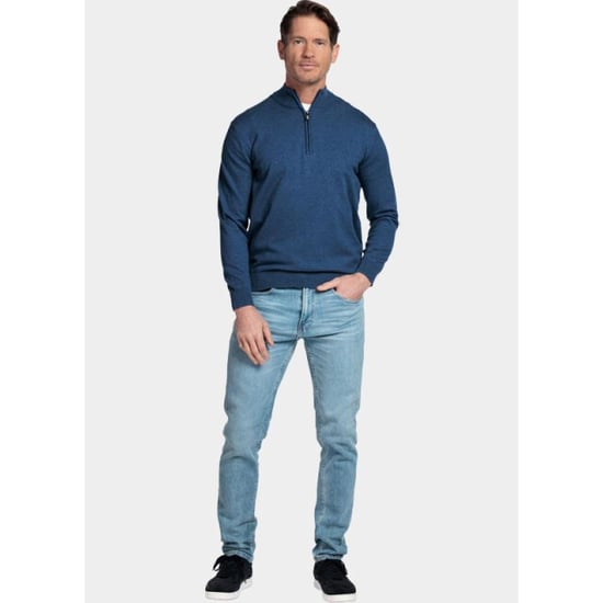 Bos Bright Blue Half zip cotton regular fit jeans blue 618400cct-13/675 - Image 4