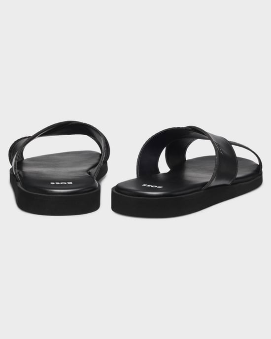 Darrel with Plain and Patterned Straps Slides in Black - Image 4