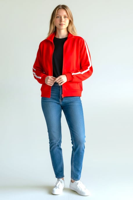 Red Retro Full Zip Track Jacket - Image 1