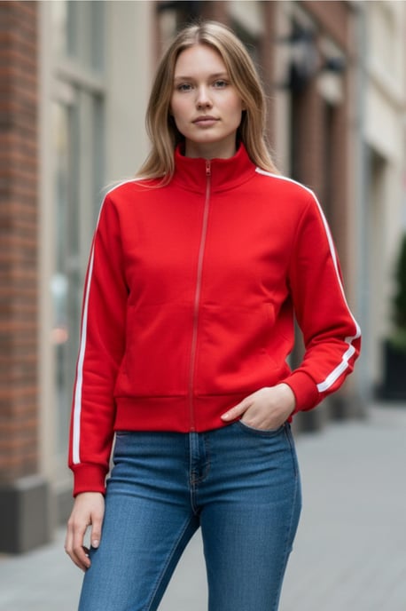 Red Retro Full Zip Track Jacket - Image 2