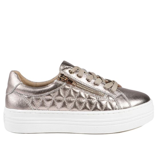Jones Bootmaker Arianna Quilted Leather Zip & Lace Trainers - Image 2