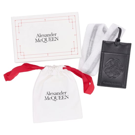 Alexander McQueen Card Holder with Strap Lanyard in Black Leather - Image 5