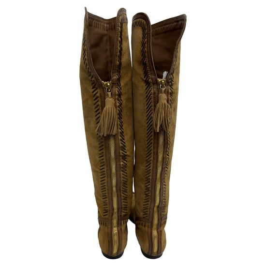 Jimmy Choo Kniehoge Laarzen met Franjeaccent in Bruin Suede - Image 3