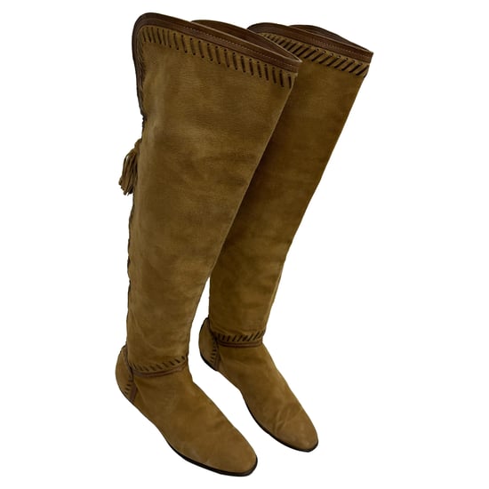 Jimmy Choo Kniehoge Laarzen met Franjeaccent in Bruin Suede - Image 5