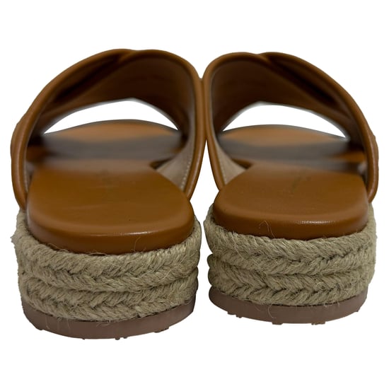 Gianvito Rossi Criss Cross Strap Espadrille Slide Sandals in Brown Suede - Image 3