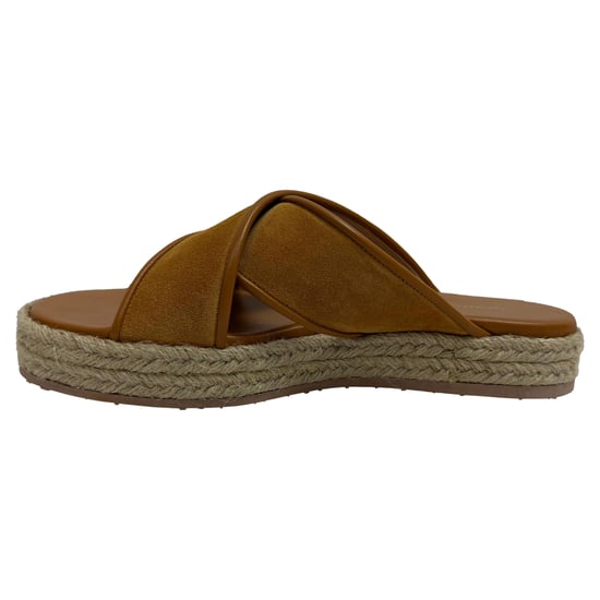 Gianvito Rossi Criss Cross Strap Espadrille Slide Sandals in Brown Suede - Image 4