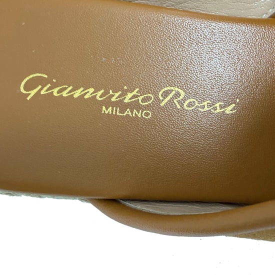 Gianvito Rossi Criss Cross Strap Espadrille Slide Sandals in Brown Suede - Image 6