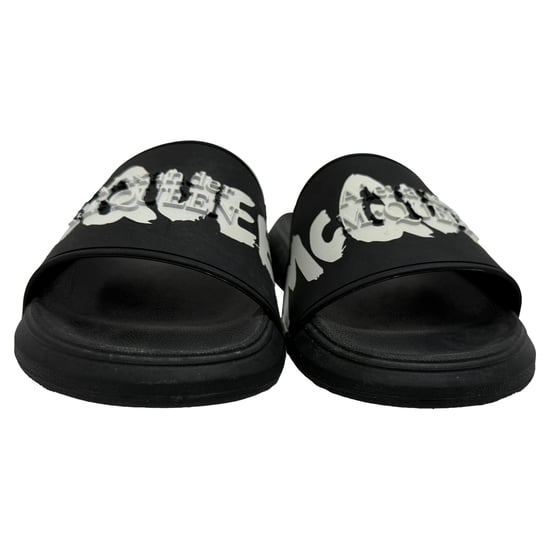 Alexander Mcqueen Grafitti Logo Slide Sandals in Black Rubber - Image 2