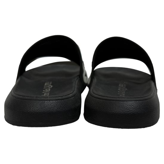 Alexander Mcqueen Grafitti Logo Slide Sandals in Black Rubber - Image 3