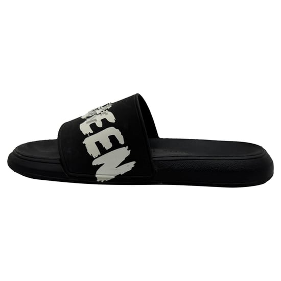 Alexander Mcqueen Grafitti Logo Slide Sandals in Black Rubber - Image 4