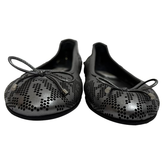 Jimmy Choo Perforated Ballet Flats in Metallic Silver Leather - Image 2
