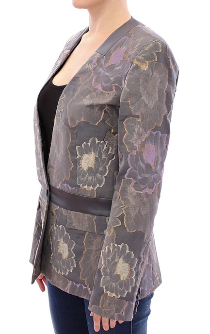 Bloemige Brocade Blazer Lange Mouwen V-hals - Image 3