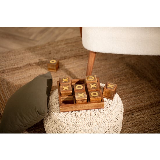 Casa di Elturo Deco object tic tac toe in kistje hout goud/ l23 x b23 x h7 cm - Image 2