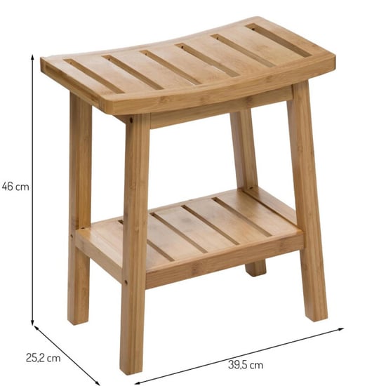 Casa di Elturo Bamboe badkamerkrukje met opbergrek douchekruk l39,5 x b25 x h46 cm - Image 3