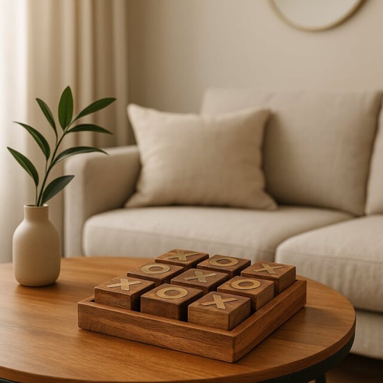 Casa di Elturo Deco object tic tac toe in kistje hout goud/ l23 x b23 x h7 cm - Image 4