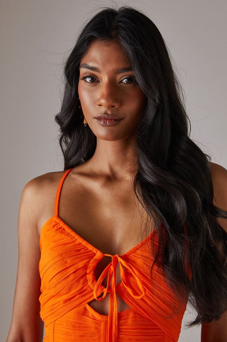 Chiffon Gathered Channel Strappy Midi Dress - Image 4