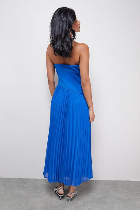 Bandeau Bodice Pleated Chiffon Midi Dress - Image 3