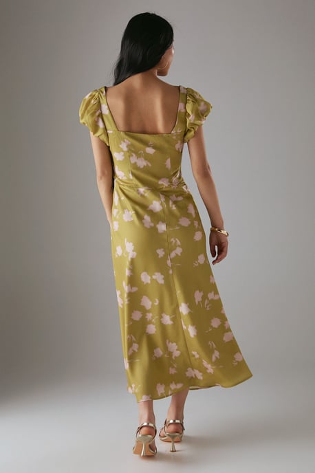 Petite Satin Knot Front Cut Out Midi Dress - Image 3