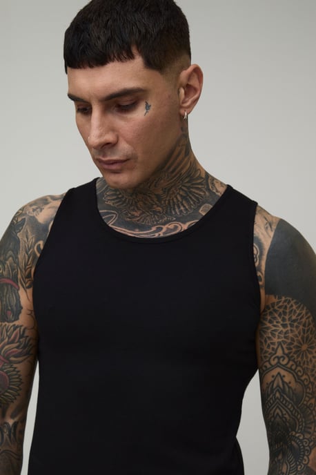 Tall Basic Regular Fit Ribbed Vest - Image 3