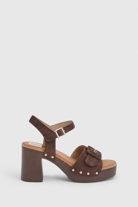 Regina Faux Suede Buckle Detail High Block Heel platform Sandals - Image 2