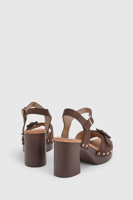 Regina Faux Suede Buckle Detail High Block Heel platform Sandals - Image 3