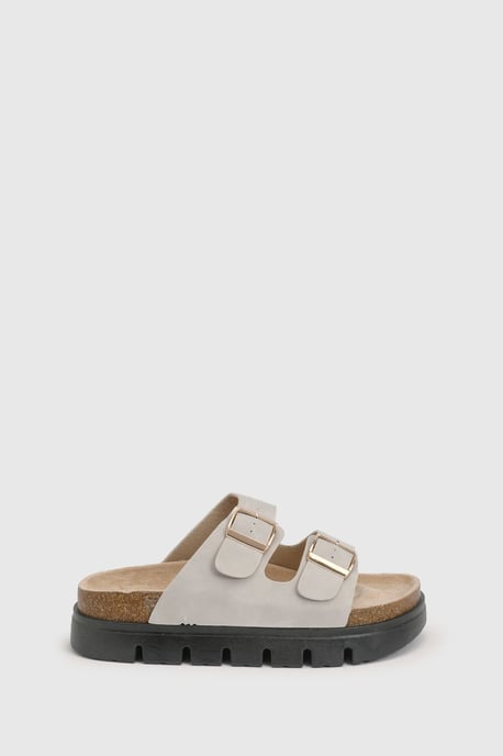 Mae Platform Faux Suede Buckle Footbed Slider - Image 2