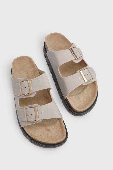 Mae Platform Faux Suede Buckle Footbed Slider - Image 4