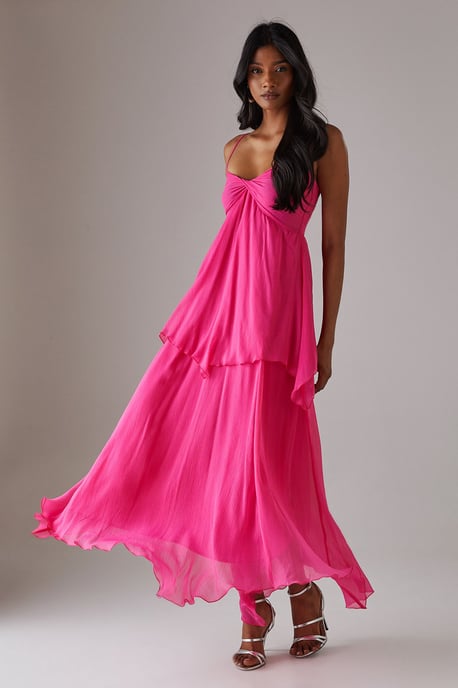 Chiffon Asymmetric Double Layer Bandeau Maxi Dress - Image 1