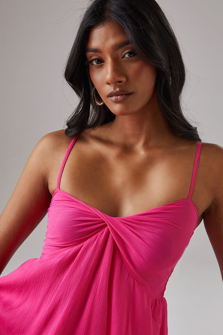 Chiffon Asymmetric Double Layer Bandeau Maxi Dress - Image 2