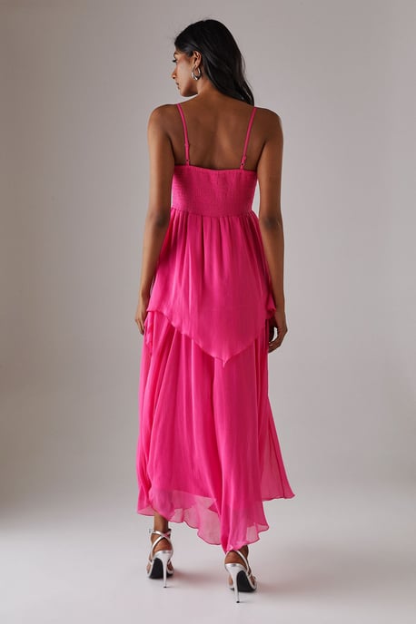 Chiffon Asymmetric Double Layer Bandeau Maxi Dress - Image 3