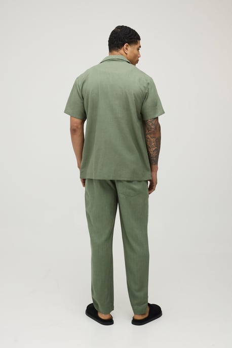 Regular Fit Short Sleeve Linen Blend Shirt - Image 2