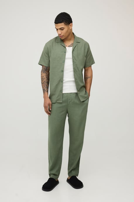 Regular Fit Short Sleeve Linen Blend Shirt - Image 4