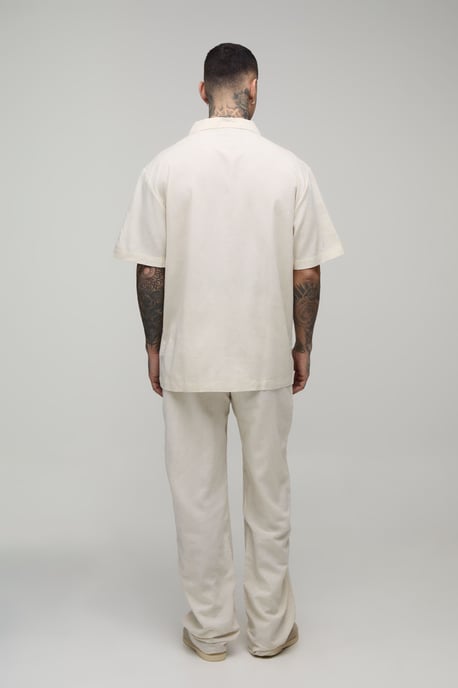 Tall Holiday Linen Blend Oversized Shirt & Relaxed Trouser Set - Image 2