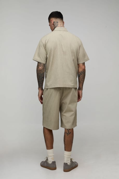 Tall Textured Oversized Boxy Shirt & Relaxed Short Set - Image 2
