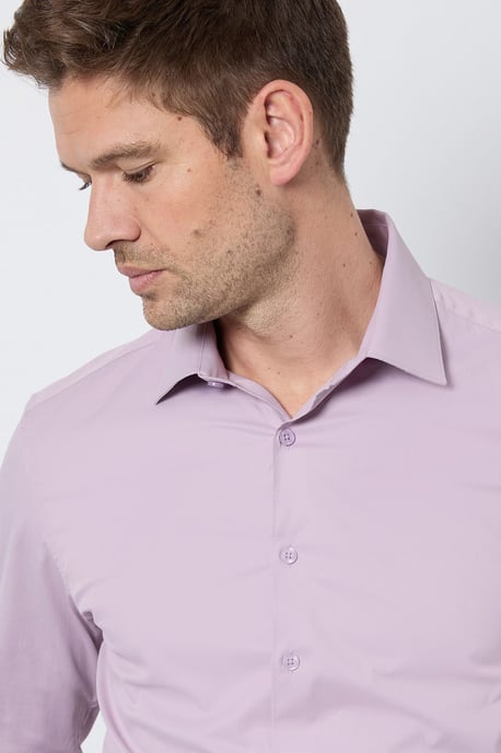 Purple Easy Iron Slim Fit Long Sleeve Shirt - Image 2
