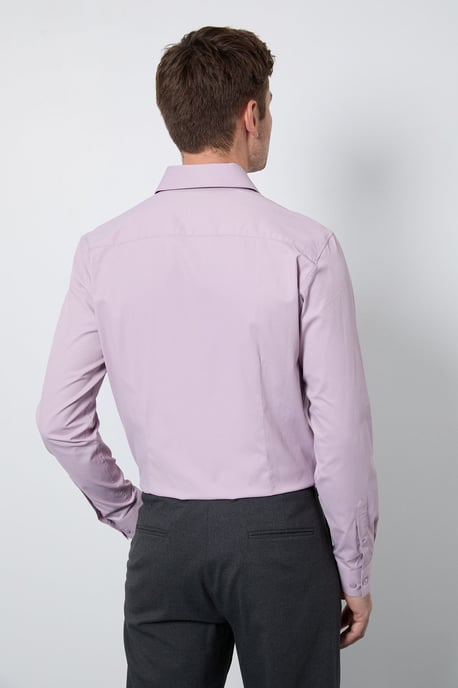 Purple Easy Iron Slim Fit Long Sleeve Shirt - Image 3