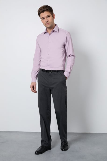 Purple Easy Iron Slim Fit Long Sleeve Shirt - Image 4